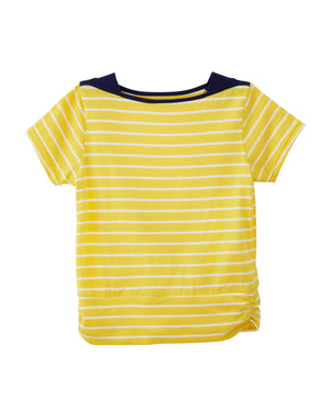 Striped Yellow Bateau Neck T-Shirt